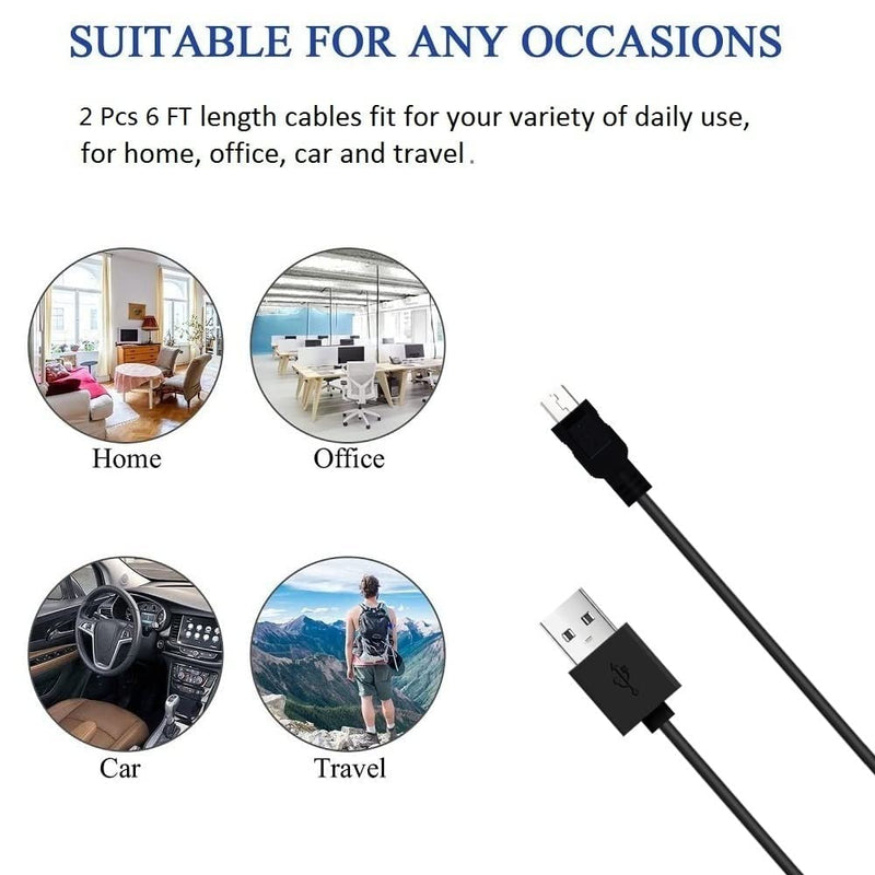 [Australia - AusPower] - Micro USB Cable, 2 Pack (6FT, 6FT), Fast Charging High Speed Android Phone Cable for Samsung Galaxy S7 Edge S6 S5 and More, Trustable Black 6ft-2 