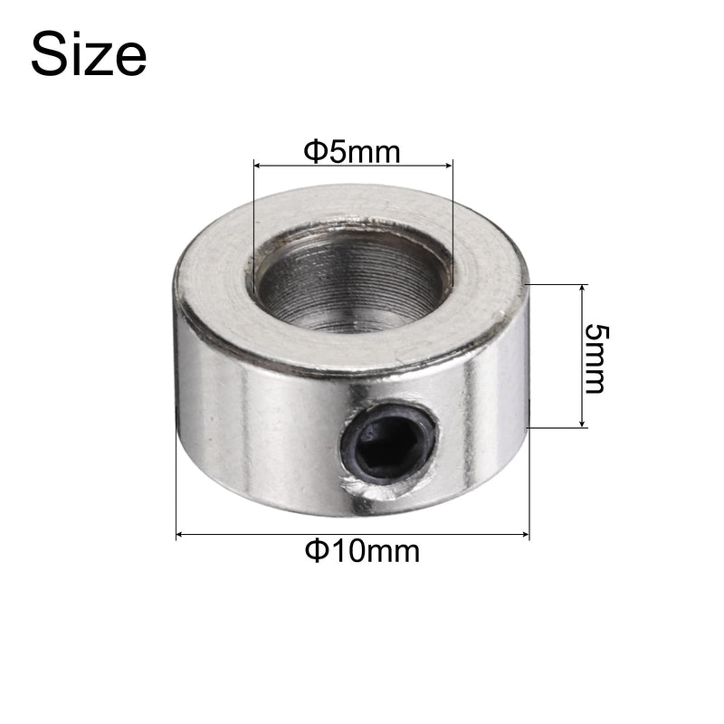 [Australia - AusPower] - uxcell 10pcs 5mm Shaft Lock Collar T5 Lead Screw Lock Ring, Stainless Steel Set Screw Collars 
