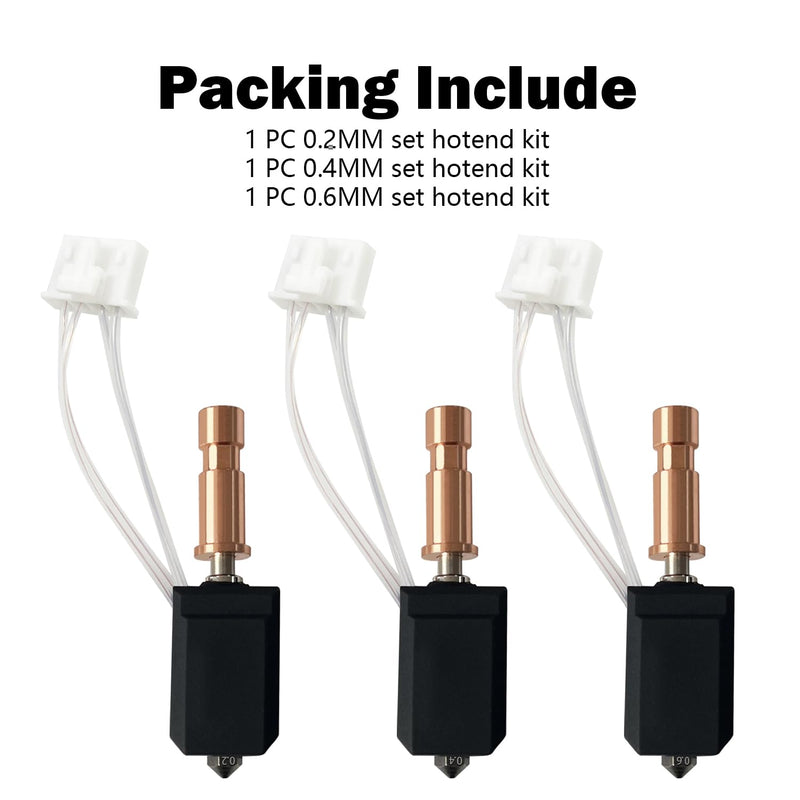 HzdaDeve 0.2MM 0.4MM 0.6MM Ceramic Hotend for Kobra S1 Combo Stainless Steel Print Head Extruder Kit Hot End Hardened Nozzle Heater Block 200K Heating Rod Thermistor for Anycubic Kobra S1 (3 Pack) 3PK