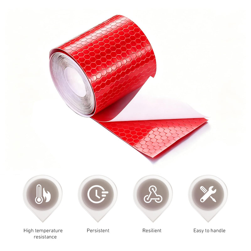 Car Reflective Safety Tape, 2" x 9.8ft Night Warning Car Body Decor Decal, Cuttable High Brightness Waterproof Bumper Sticker, Universal for Most Cars, SUVs, Trucks (Red) 1 PC Red