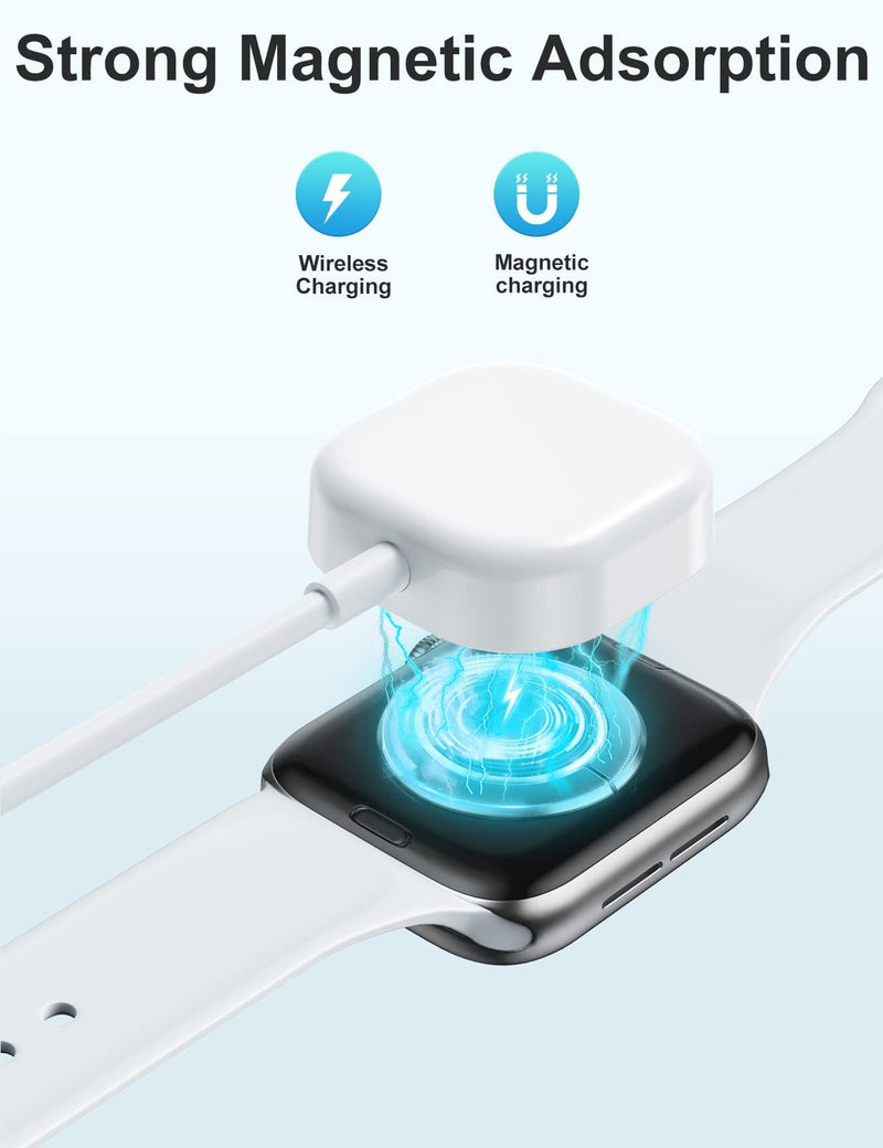 [Australia - AusPower] - USB iWatch Charger Compatible with Apple Watch Charger, 5ft Fast Charging Cable for i Watch Series 9 8 7 6 5 4 3 2 SE/2, Wireless Magnetic Charging Cord[Portable]-1.5M, White 1.5M 