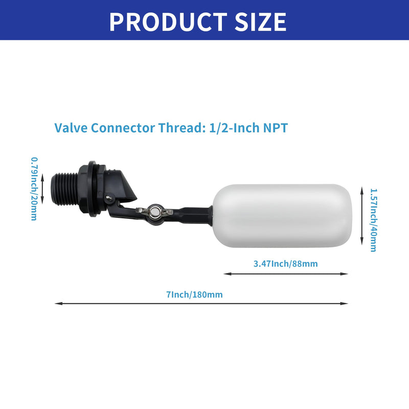 [Australia - AusPower] - 6-Pack Adjustable Arm Float Ball Valve for Automatic Water Level Control in Livestock Water Troughs, Aquariums, Hydroponics, and Reservoirs, 1/2 Inch NPT Thread 6 