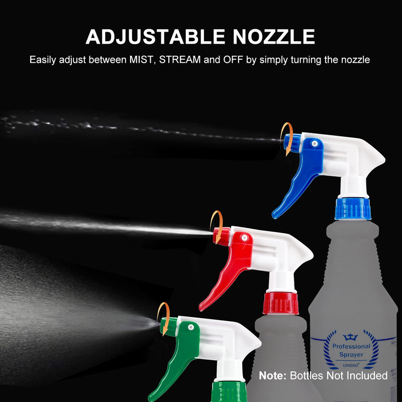 [Australia - AusPower] - 6 Pack Universal Spray Bottle Replacement Nozzle, Mist & Stream Trigger Sprayer for 16oz 24oz 32oz Bottles, Heavy Duty Mister Head Part w/ 10.2 Inch Tube for Cleaning Solutions, Car Detailing 6 Pack 