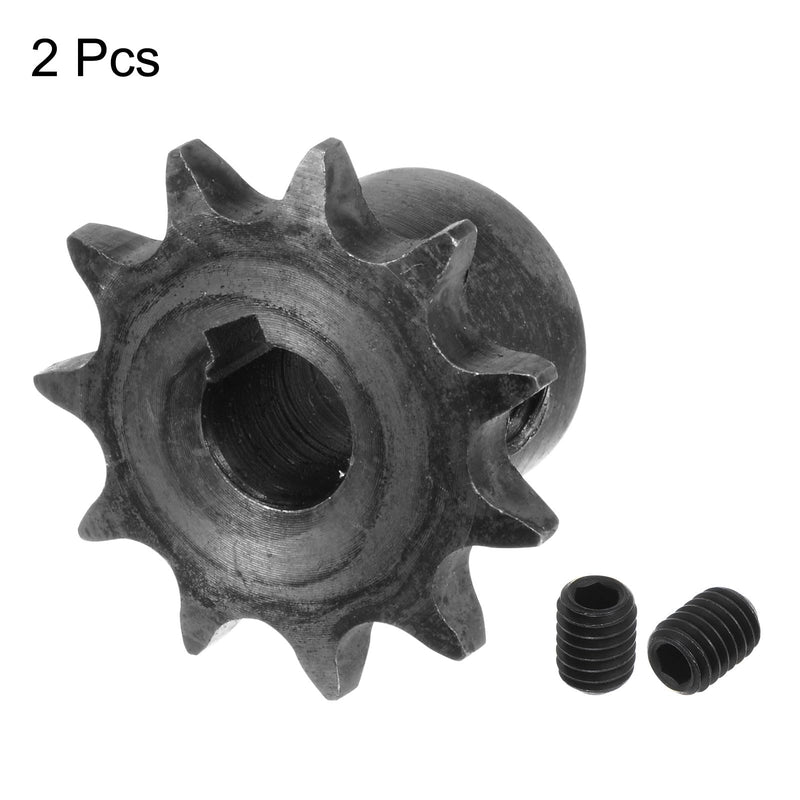 [Australia - AusPower] - uxcell 2pcs ISO/DIN 06B-1 Roller Chain Sprocket B Type 10mm Bore, 3/8" Pitch, A3-Steel Single Strand Roller Sprocket Hardened 11 Tooth 