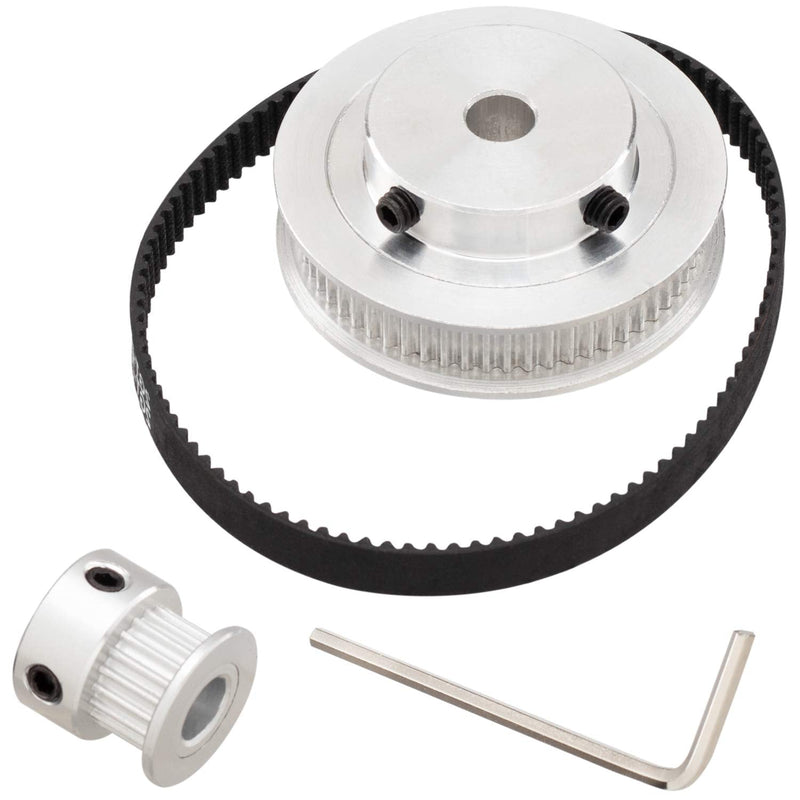 [Australia - AusPower] - PAGOW GT2 Synchronous Wheel 20&60 Teeth 6.35mm Bore, Aluminum Timing Pulley with Length 200mm Width 6mm Belt (bore 6.35mm(1pcs a Set) for 3D Printer) bore 6.35mm(1pcs a set) 