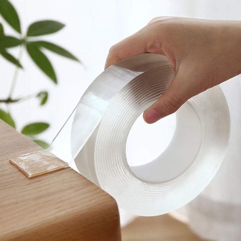 TEZONG Clear Double Sided Wall Tape 16.4ft/5M Extra Large Picture Hanging Tape Multipurpose Mounting Tape Heavy Duty Removable Gel Grip Tape Adhesive Washable Traceless Sticky Tape Anti Slip