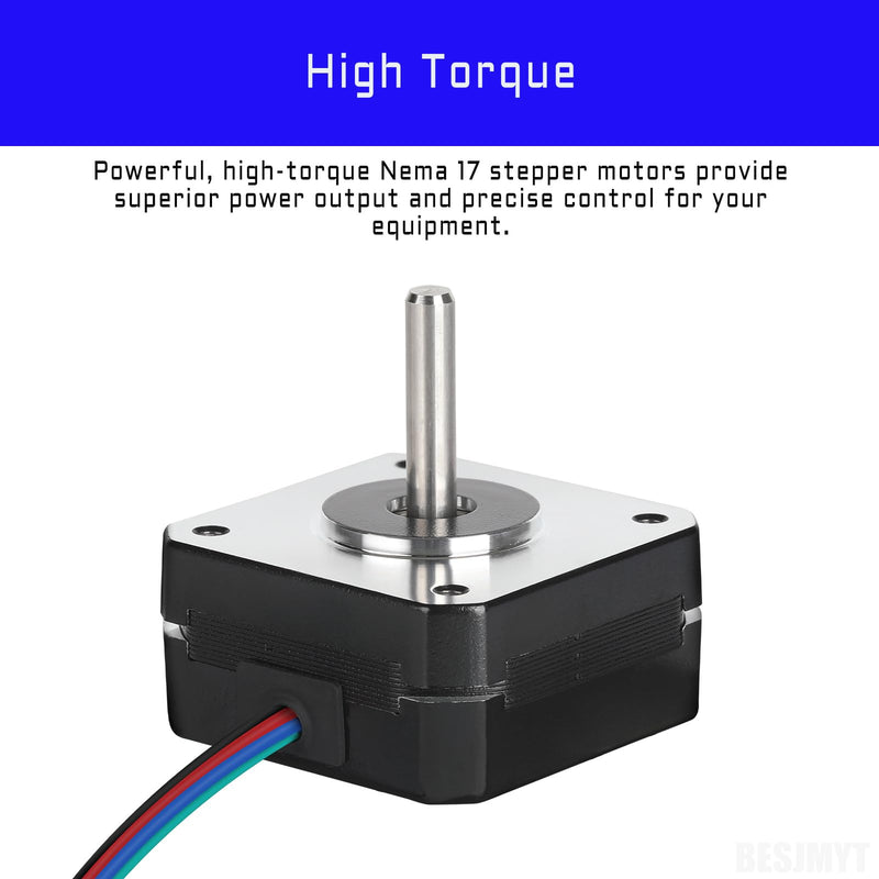 Nema 17 Stepper Motor 3PCS High Accuracy 145mNm/20.53oz.in High Torque 20.5mm(0.81inch? Bipolar 1A-3.5V 1.8 Degree 2 Phase 4 Lead for 3D Printer/CNC Machine Tool