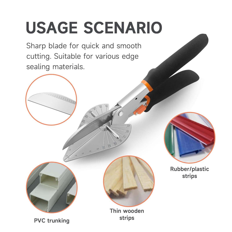 [Australia - AusPower] - TOWOT Multi Angle Trim Cutter Miter Shears for Molding, Adjustable at 45 To 135 Degree With Safety Lock Hand Tools for Cutting Plastic, PVC, No Replacement Blade 