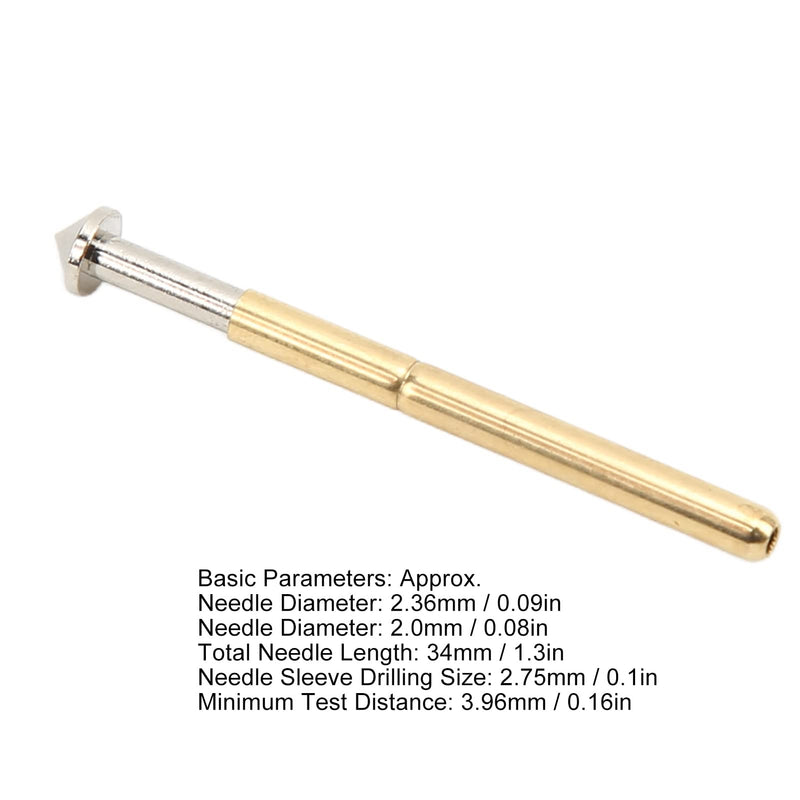 [Australia - AusPower] - 100 Pcs P156‑E Spring Pressure Test Probes Tapered Head Type 2.36mm Diameter Pogo Pin Test Tools PCB Testing Pin 