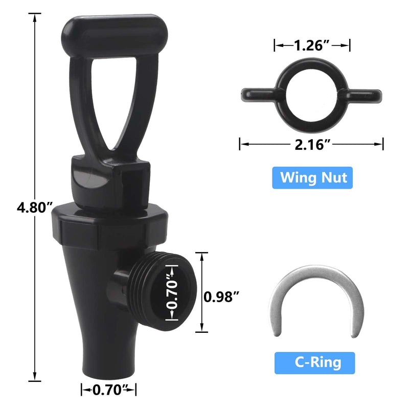 4 Pack 03260.0002 Replacement Faucet Kit for Tea Dispenser Reusable Spigot for Tea Urn with 4 Wing Nut and 4 C-Ring by MUGLIO 4 Pack