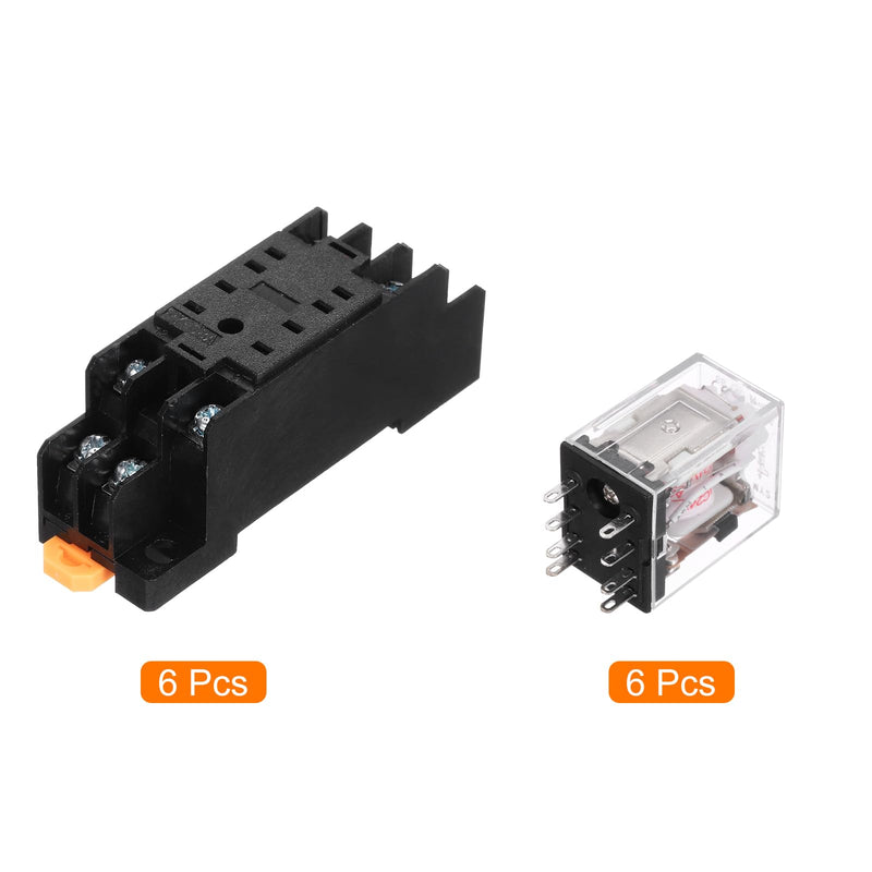 [Australia - AusPower] - MECCANIXITY 6Pcs AC 24V Electromagnetic Power Relay, 8-Pin 5A Power Coil Relay with LED Indicator and Socket Base DPDT 2NO 2NC - MY2NJ for Industrial, Home Appliances and DIN Rail System 2NO-2NC AC24V 