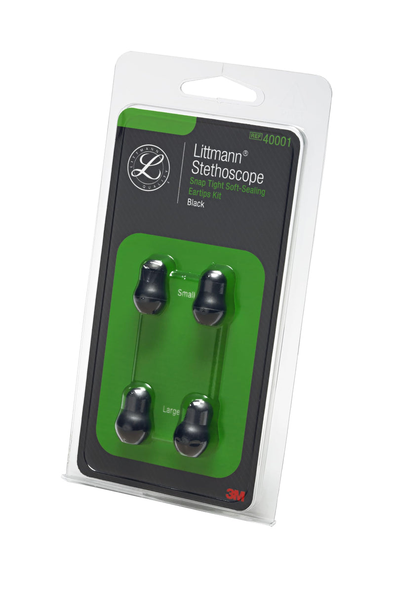 [Australia - AusPower] - 3M™ Littmann® Stethoscope Spare Parts Kit, Snap Tight Soft-Sealing Eartips, Black, Large and Small, 40001 