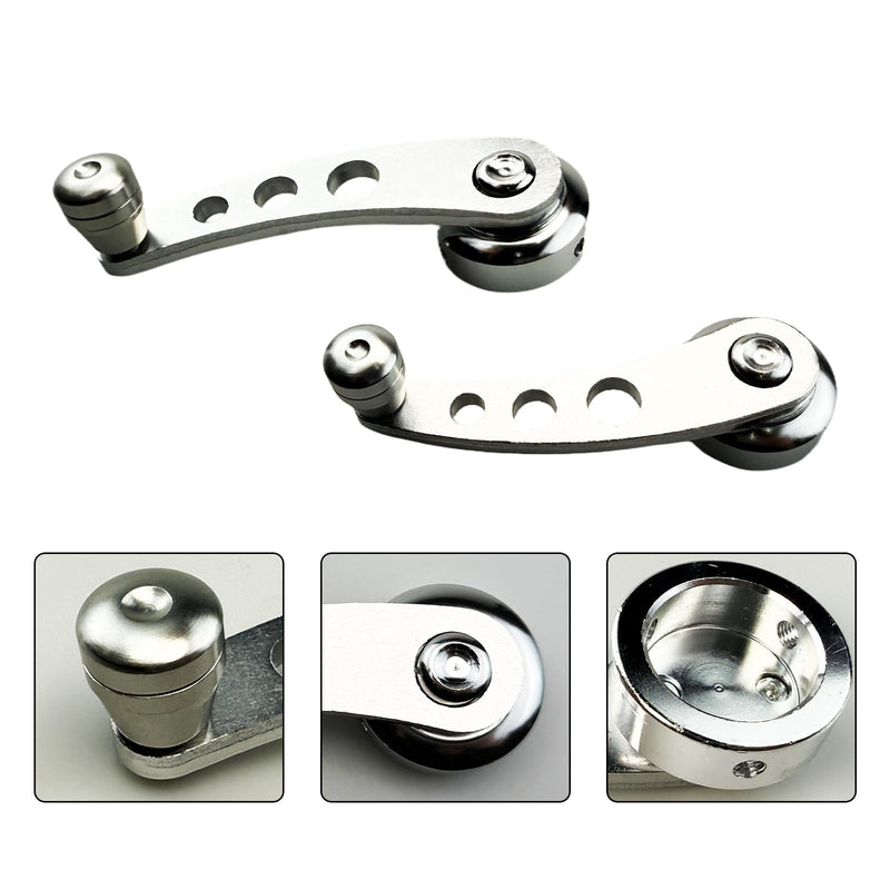 [Australia - AusPower] - 2Pcs Car Window Crank Handle, Aluminum Billet Car Wagon Door Window Winder with Hex Wrench and Screws, Window Riser Winder Crank Replacement Fit for Classic Car (Silver) Silver 