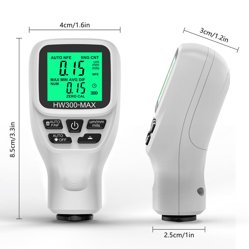 [Australia - AusPower] - Paint Thickness Gauge, 0 to 2000UM Accuracy Portable Car Coating Thickness Meter, Coating Thickness Gauges, Digital Paint Depth Meter for Automotive Paint Thickness (White) 