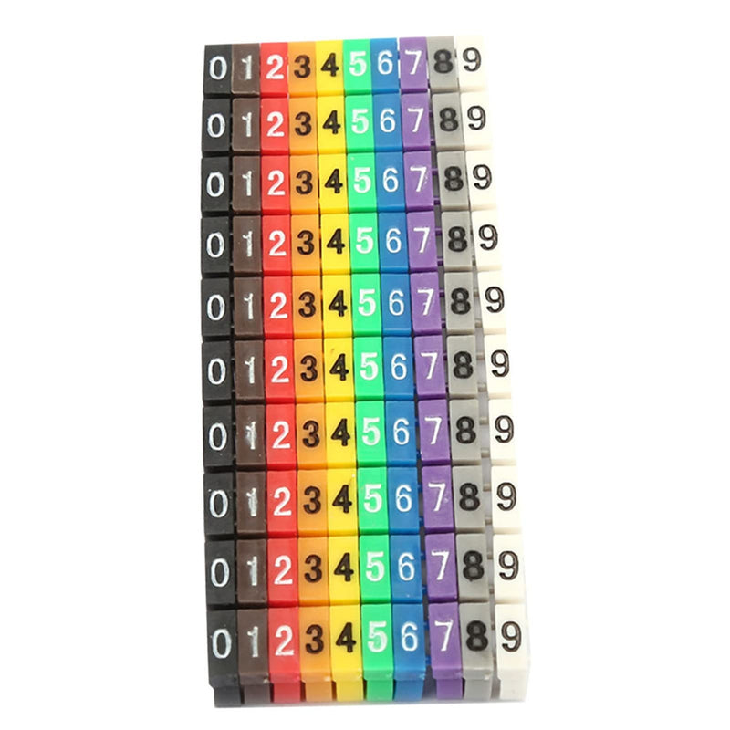 Wire Number Tube Cable Marker, 0.2 x 0.2in Colorful Clip on Wire Marker, Digital Number Wire Numbering Marker, Plastic Cable Numbering Marker Tube for Wires Management, 100Pcs 100PCS 12AWG 4mm²