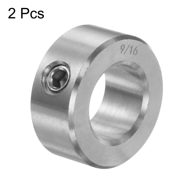 [Australia - AusPower] - HARFINGTON 2pcs Shaft Collar 9/16" Bore 304 Stainless Steel Set Screw Shaft Collars, 1" OD, 7/16" Width, for Wheel Barrow Axle, Gearbox Assemblies, Machine Tools, Industry 