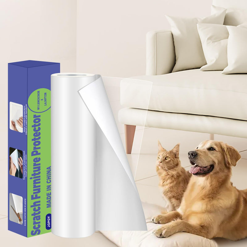 Cat Scratch Furniture Protector: Cat Anti Scratch Tape - Door Protector from Dog Scratching - Clear Training Self Adhesive Tape for Carpet, Sofa, Couch, Door (Transparent, 17.72" x 6.56FT) Transparent