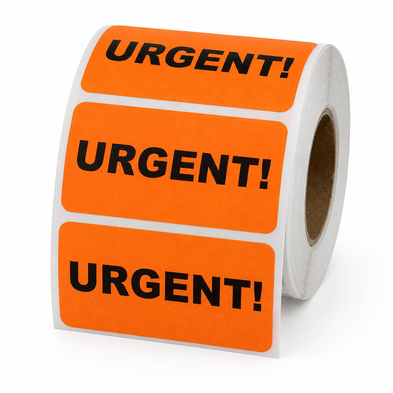 LabelValue.com | Urgent Inventory Labels - 2” x 1”, [500 Labels/1 Roll], Fluorescent Orange