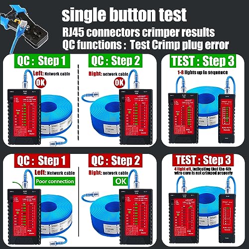 NOYAFA red network cable tester for Ethernet cable mapping and continuity testing