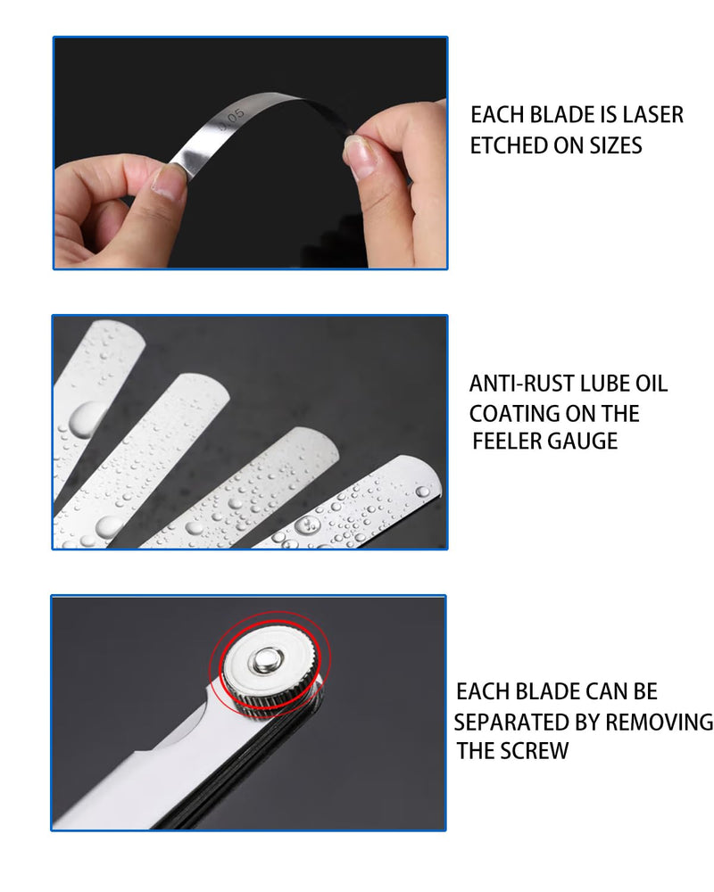 [Australia - AusPower] - Feeler Gauges - 32 Blades Feeler Gauge Set Stainless Steel Dual Marked Metric and Standard SAE - Valve Thickness Gauge (32-Blade Tapered Feeler Gauge) 32-BLADE TAPERED FEELER GAUGE 
