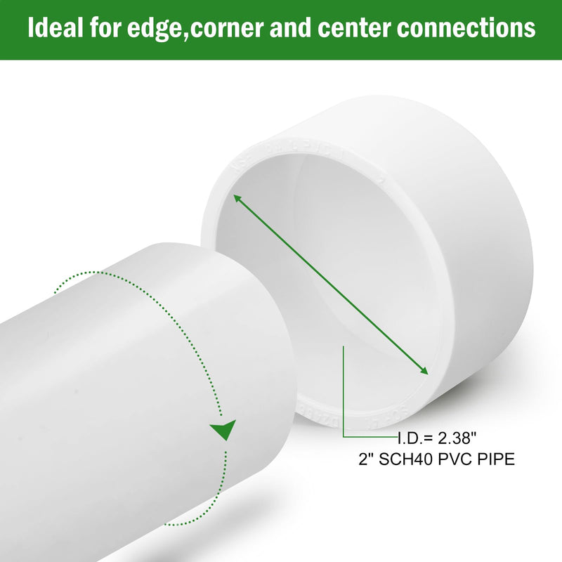 [Australia - AusPower] - PVC Pipe End Caps 2 Inch, Zernmiarder White SCH40 Furniture Grade Pipe Cover Fitting - Fits 2" PVC Pipes, 2 Pieces 