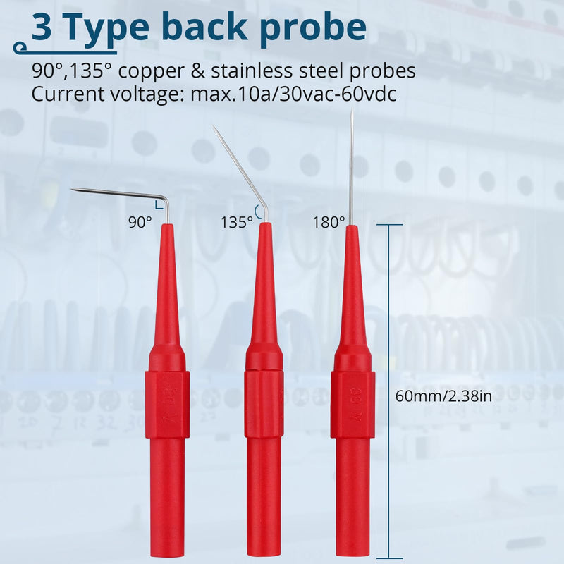 [Australia - AusPower] - Back Probe Kit – 35PCS Automotive Test Leads Set with Storage Box,5 Large Alligator Clips,5 Wire Piercing Probes,Flexible Multi-Angle Needles for Multimeter & Automotive Diagnostics 