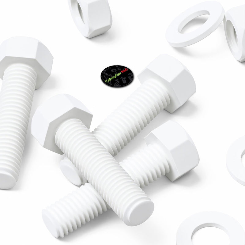 [Australia - AusPower] - 20x White Hexagon Head Screws Polypropylene (PP) Plastic Nuts, Washers, Bolts, Hex Head, M10 x 40mm, Fastener, 3/8 x 1 37/64 