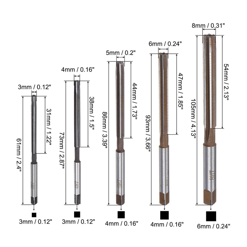 [Australia - AusPower] - QUARKZMAN 9pcs Hand Reamer Set 3mm 4mm 5mm 6mm 8mm 10mm 12mm 14mm 16mm H7 Metric Alloy Steel Reamer Bit Steel Cutting Tool for Reaming Holes 