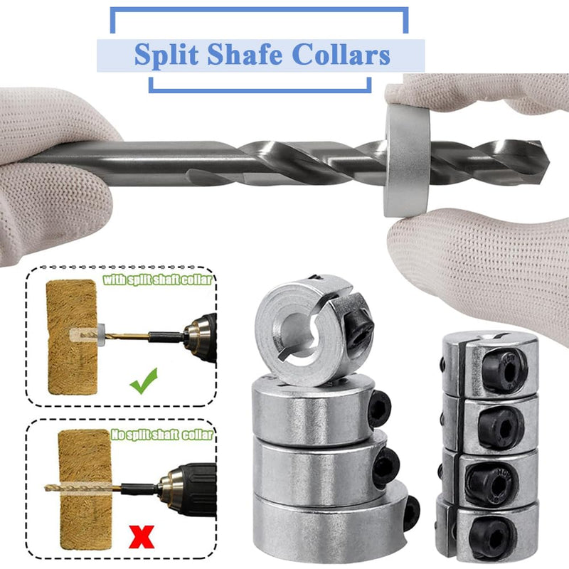 [Australia - AusPower] - 8 Pcs Drill Bit Stop Collar Set Split Ring Clamping Shaft Collars Drilling Limit Ring Drill Depth Stop Bit with M5 Set Screws (Imperial 1/2", 7/16", 3/8", 5/16", 1/4", 7/32", 3/16", 1/8") 