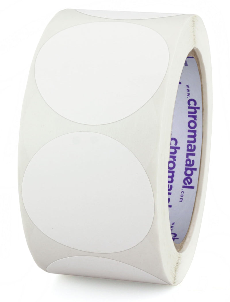 ChromaLabel 2 Inch Round Label Removable Color Code Dot Stickers, Inventory Label, 500 Labels per Roll, White