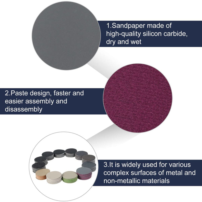 [Australia - AusPower] - 184 x Sanding Discs 50 mm Velcro Wet Dry Sanding Pads, Round Sandpaper (Grit 60-10000 Grit), Random Orbital Sander, Sanding Sheets for Metal, Wood, Glass, Car Polishing 
