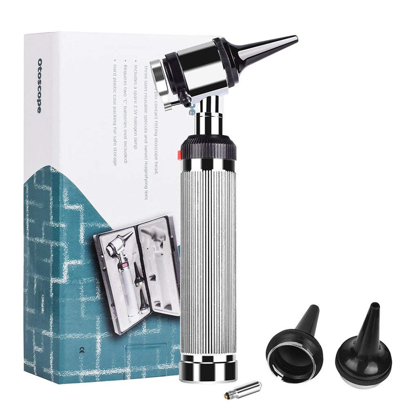 [Australia - AusPower] - Otoscope Kit- Professional Diagnostic Ear Examination Otoscope Tool with 2 Halogen Lamps, 3 Different Size Ear Speculums for Children, Adults, Doctors, Veterinary, Even Pets 