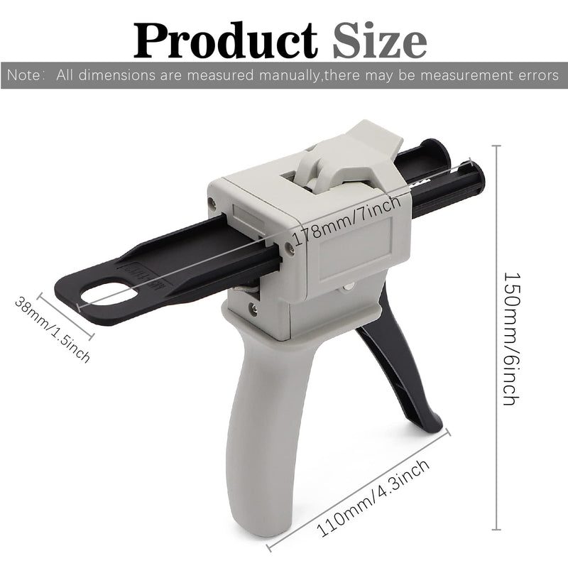 [Australia - AusPower] - 50ml Dispenser Gun Kit, Epoxy Glue Gun, Impression Mixing Dispensing Gun, 1: 1/1: 2 AB Ratio 