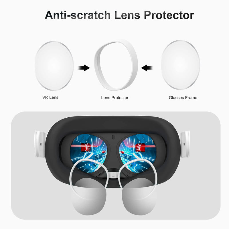 [Australia - AusPower] - SUPERUS Face Cover Pad & Glasses Spacer Compatible with Oculus/Meta Quest 2 Accessories, Enhanced Comfort, and Prevent Your Glasses from Scratching VR Lenses (White) Face Cover + Glasses Spacer(White) 
