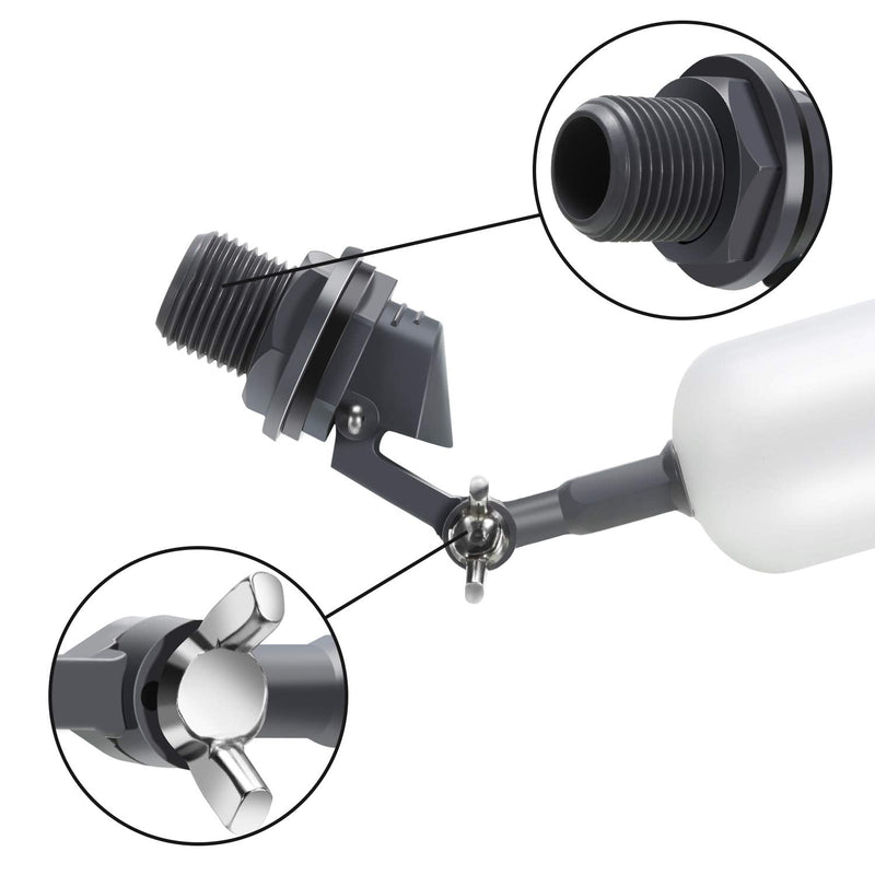 [Australia - AusPower] - meekoo Float Ball Valve, 1.57 Inch Male Automatic Fill Feed Humidifier Tank Water with Adjustable Arm for Ponds, Livestock Water Trough, Aquariums, Aquaculture, Hydroponics and Reservoir(6 Pack) 6 