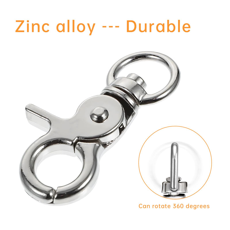 [Australia - AusPower] - 10PCS Trigger Snap Hooks 2.32'' x 0.82'' Heavy Duty Swivel Snap Hooks Metal Clasps Lanyard Clips Durable Trigger Snaps for Bird Cage Key Chains Silver-10PCS 