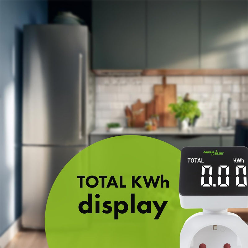 [Australia - AusPower] - Green Blue Electricity Meter, Energy Cost Meter, Digital Wattmeter, Power Consumption Meter, Energy Meter, 16 A Max: 3680 W, Display of Consumed kWh and Energy Costs 