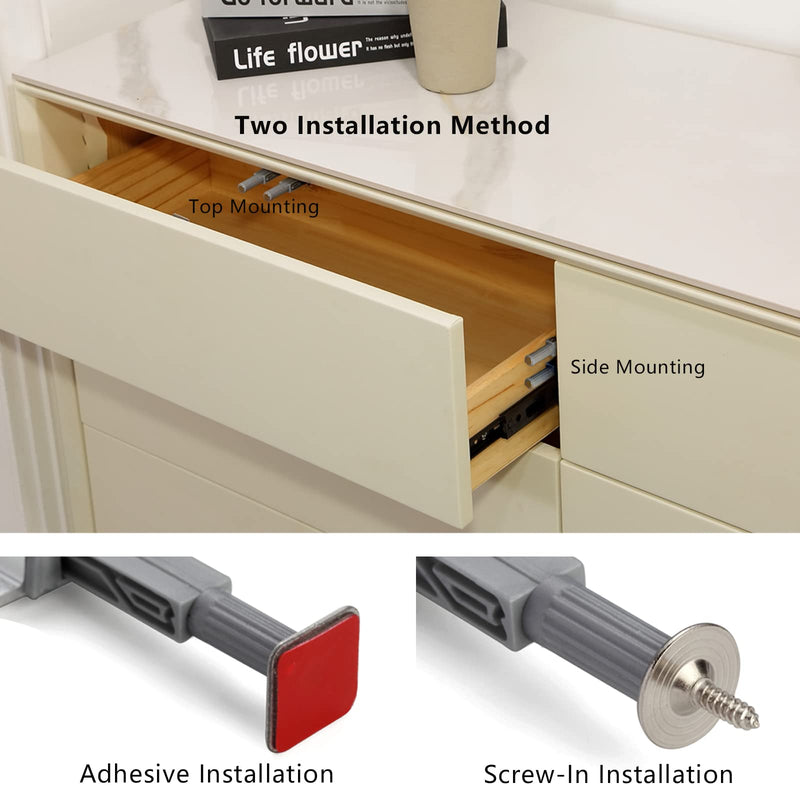 Double Push to Open Door Latch, 5 Pack Magnetic Push Latches, Adhesive Heavy Duty Touch Latch Hardware for Push to Open, Magnetic Catch for Cabinet Drawer Wardrobe Kitchen Door Double Push Catch