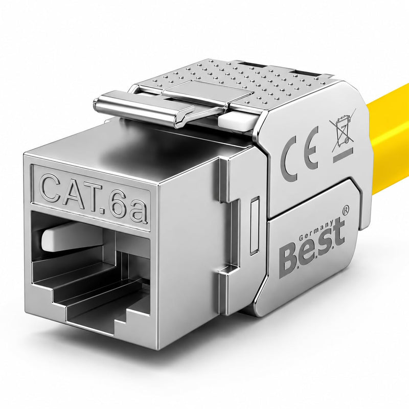 2x CAT 6A Keystone RJ45 Network Module Tool-Free STP 10 Gbit Network Socket | Tool-free RJ45 Keystone Network Module, STP, 10 Gbit, Patch Panel, Network Socket, LSA, PoE++, Gold-Plated Contacts 2 Stück CAT6A