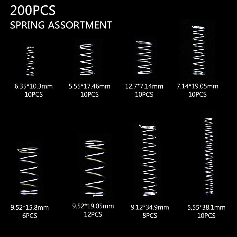 [Australia - AusPower] - 1/2 Sets Spring Assortment kit, 200pcs Heavy Steel Wire-Metal Extension Spring Replacement Kit (1) 1 