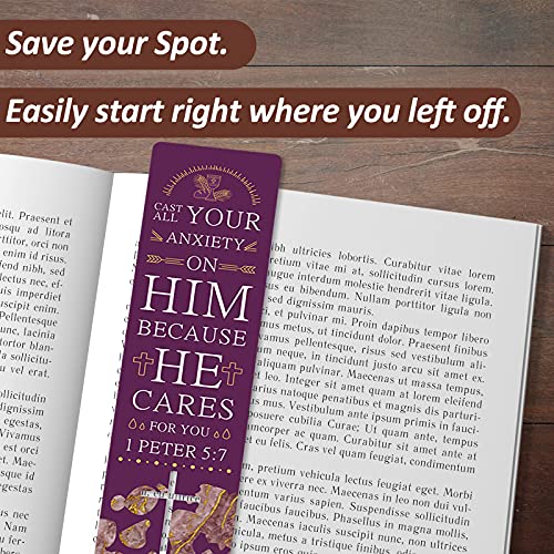 48 Pieces Bible Verses Bookmarks with Cross Cutout Design – Laminated Book Markers with Storage Box, Great Religious Christian Gift for Men, Women, Kids, Reading Reward, Church Supplies