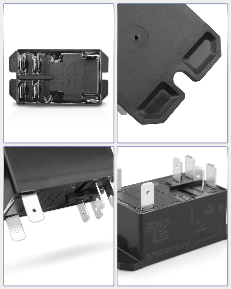 [Australia - AusPower] - Relay 30Amp 24VAC 6Pins, DPST-NO Power Relay, Replace T92P7A22-24, 2-Pack 