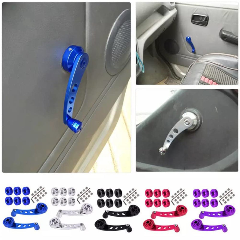 [Australia - AusPower] - 2PC Universal Window Crank Handle, Aluminum Car Window Opener Handle Kit, Replacement Winder Crank Kit for Auto Vehicle (Black) Black 