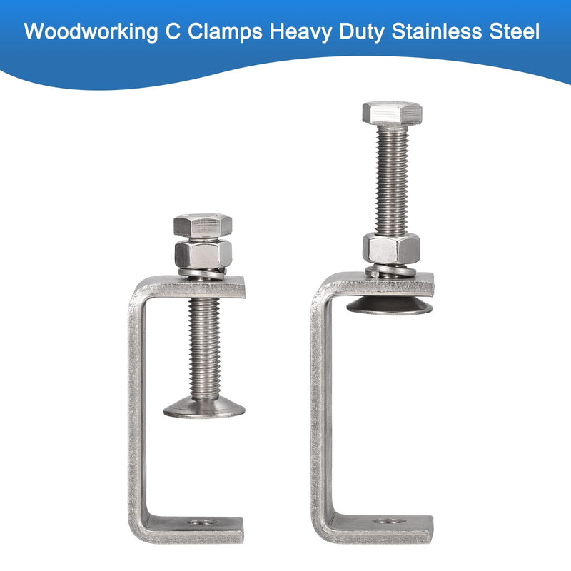 [Australia - AusPower] - 2 Pack 304 Stainless Steel C Clamps with 65mm/2.56" Stable Wide Jaw Opening Tiger Clamp for Woodworking Welding Construction Household Mount 65mm/2.56" 