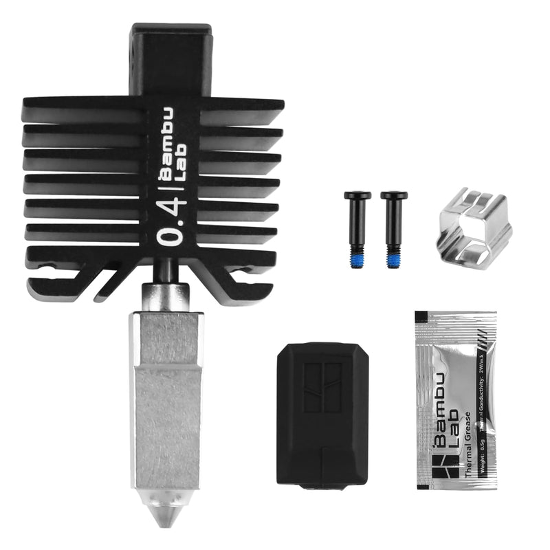 Bamboo Original 0.4mm Hardened Steel Nozzle Assembly Hotend Kit for Bambu LAB X1 Series and P1 Series,Compatible with P1S P1P X1C X1 Carbon 3D Printer P1/X1 Series Hotend (0.4mm)