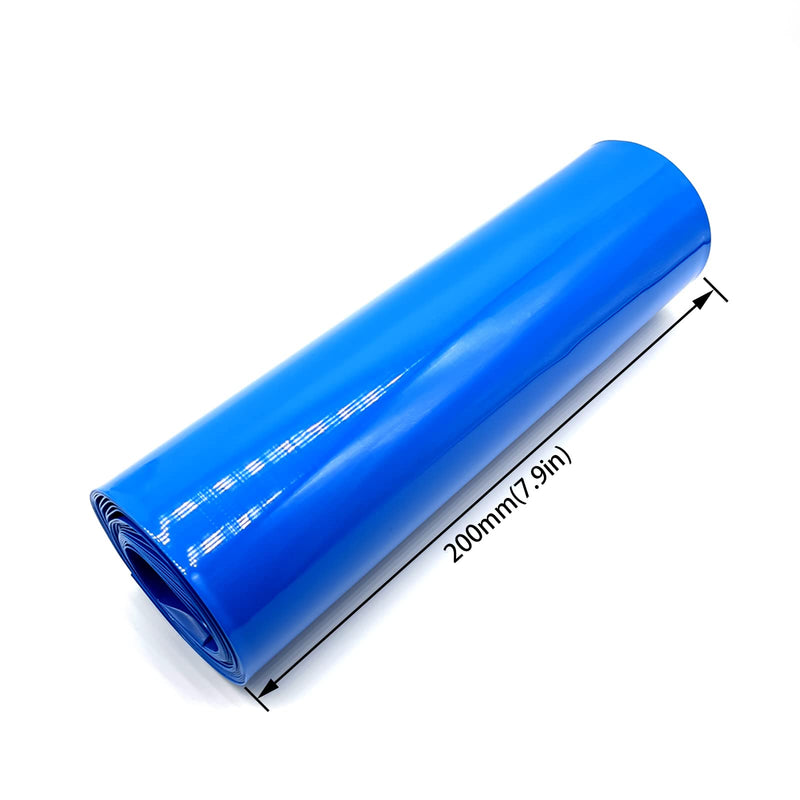 [Australia - AusPower] - 200mm(7.9in) Width PVC Heat Shrink Wrap Tube 18650 21700 26650 Lithium Battery DIY Battery Pack 3M(9.9ft) Length Blue 200mm(7.9in) 3M(9.9ft) 