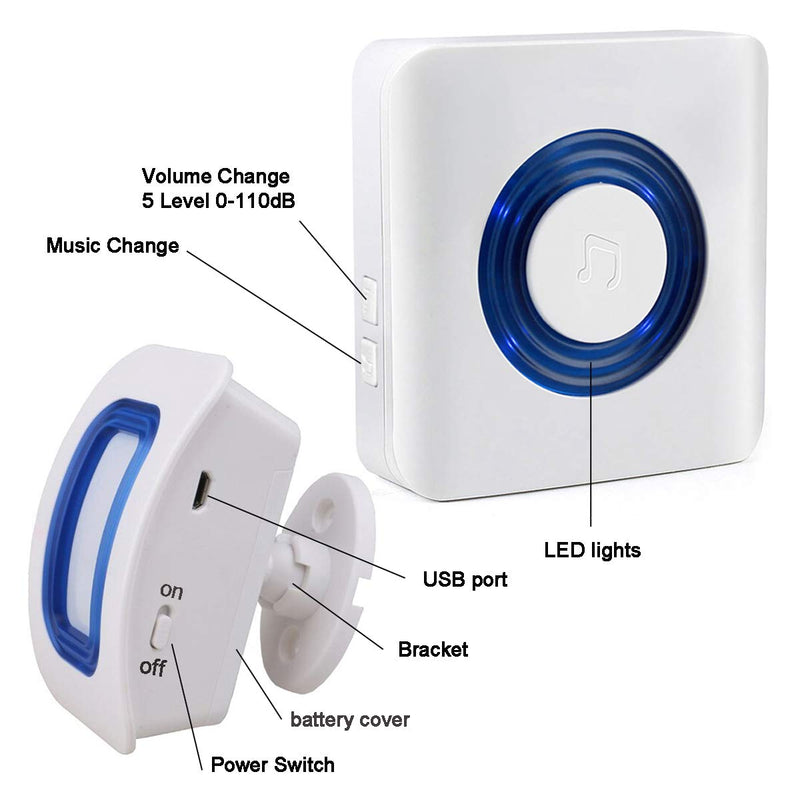 EverNary Caregiver Pager Indoor Motion Sensor Alarm Room Bed Alarms and Fall Prevention for Elderly Dementia Patients/Mailbox Alert Device for Home (2 Pager+1 Sensor) 2 pager+1 sensor