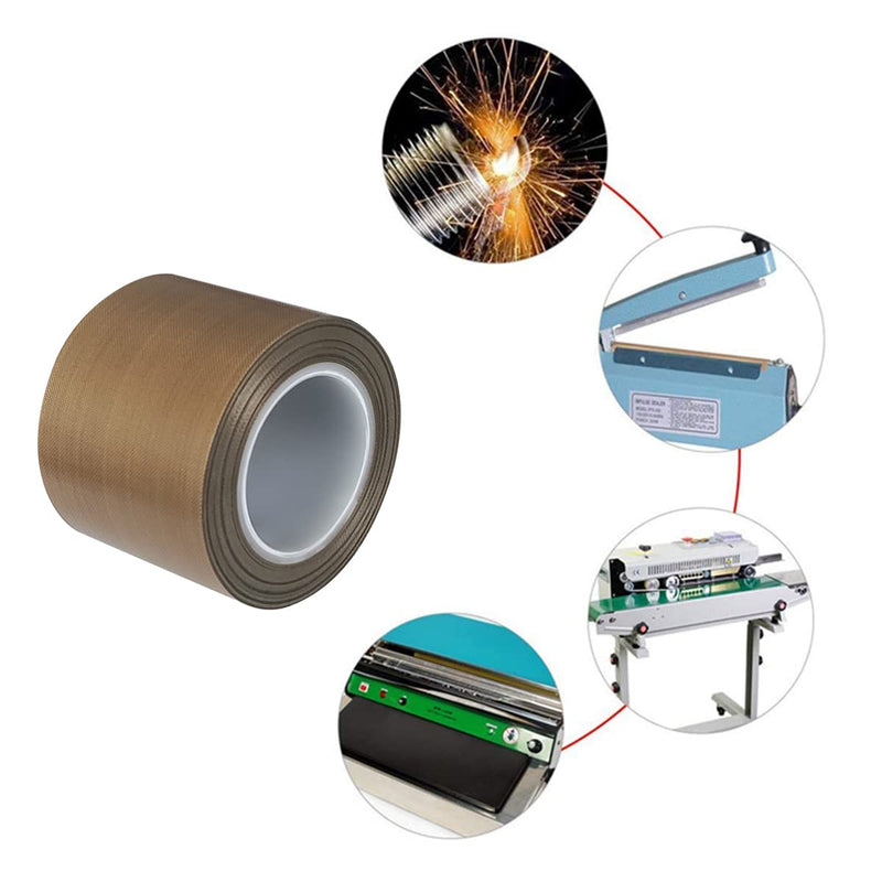 PTFE Telfon Tape high Temperature Tape Welding Sealing Tape for Vacuum Sealer Machine(Brown, 50mm x 11yards(33feet) x 0.18mm)