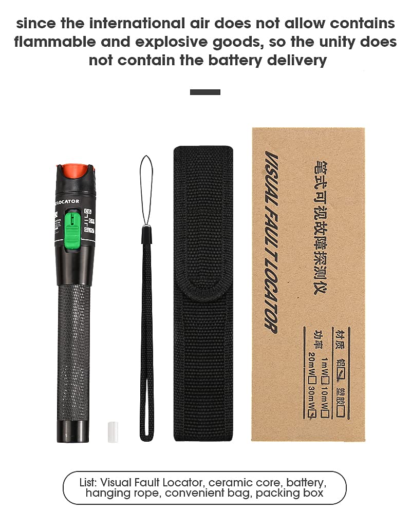 [Australia - AusPower] - Fiber Optic Tester 30MW Visual Fault Locator Optical Cable Tester SC/FC/ST 2.5mm Interface VFL 30km Range for CATV Telecommunications, Network Cable Tester 