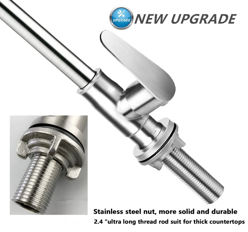 Brushed Nickel Cold Water Faucet Only,SUS304 Stainless Steel Single Handle Single Hole Cold Water Faucet for Kitchen,Outdoor and Bar(Longer Thread Pipe)